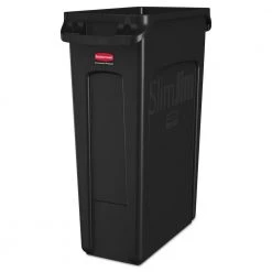 Rubbermaid Commercial FG354060BLA Slim Jim Receptacle W/venting Channels, Rectangular, Plastic, 23gal, Black