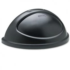 Rubbermaid Commercial FG362000BLA Untouchable Plastic 21.38 In. X 12.38 In. X 9.13 In. Half-Round Lid - Black