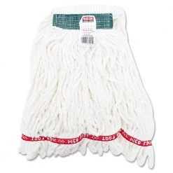 Rubbermaid Commercial FGA21206WH00 Web Foot Blend Shrinkless 20 Oz. Cotton/Synthetic Looped-End Wet Mop Heads - Medium, White (6/Carton)