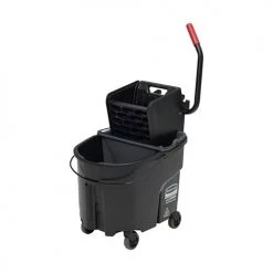 Rubbermaid Commercial 1863896 WaveBrake 2.0 35 Quart Side Press Plastic Bucket/Wringer Combo - Black