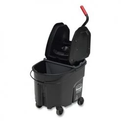 Rubbermaid Commercial 1863898 WaveBrake 2.0 35 Qt. Bucket/Wringer Mop Bucket Cart - Black
