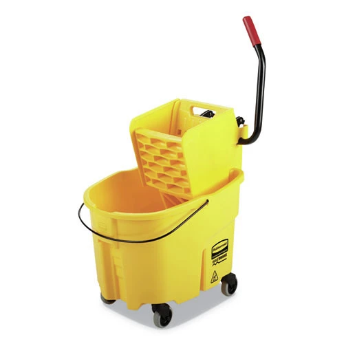 Rubbermaid Commercial FG758088YEL WaveBrake 2.0 35 Quart Plastic Side-Press Bucket/Wringer Combo - Yellow