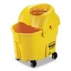 Rubbermaid Commercial FG759088YEL WaveBrake 2.0 35 Quart Plastic Down-Press Bucket/Wringer Combo - Yellow