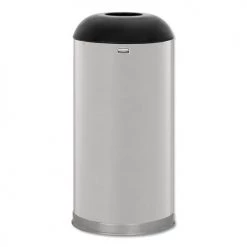 Rubbermaid Commercial FGR32SSSGL 15 Gal. European And Metallic Drop-In Dome Top Round Receptacle - Satin Stainless