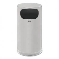 Rubbermaid Commercial FGSO16SSSGL 12 Gal. European And Metallic Side-Opening Receptacle - Satin Stainless