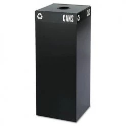 Safco 2983BL 15.25 In. X 15.25 In. X 38 In. 37 Gallon Public Square Can-Recycling Container - Black