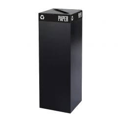Safco 2984BL 15.25 In. X 15.25 In. X 44 In. 42 Gallon Public Square Paper-Recycling Container - Black