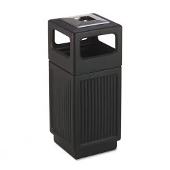 Safco 9474BL Canmeleon Ash/trash Receptacle, Square, Polyethylene, 15gal, Textured Black