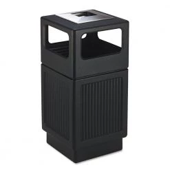 Safco 9477BL Canmeleon Ash/trash Receptacle, Square, Polyethylene, 38gal, Textured Black