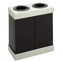 Safco 9794BL Two 56 Gallon At-Your-Disposal Recycling Center, Polyethylene Bins - Black
