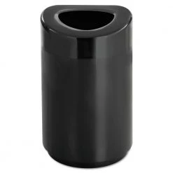 Safco 9920BL 30 Gal. Open Top Round Steel Waste Receptacle - Black