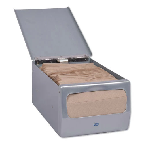Tork 17CBS 7.62 In. X 11.75 In. X 5.63 In. Masterfold Napkin Dispenser - Brushed Steel - Image 2