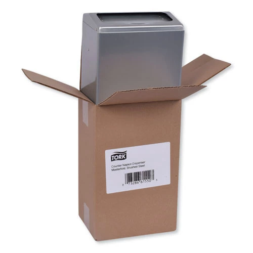 Tork 17CBS 7.62 In. X 11.75 In. X 5.63 In. Masterfold Napkin Dispenser - Brushed Steel - Image 4