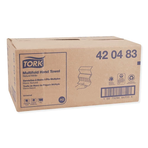 Tork 420483 9.13 In. X 9.5 In. Multifold Towels - Natural White (250-Sheet/Pack 16-Pack/Carton) - Image 3