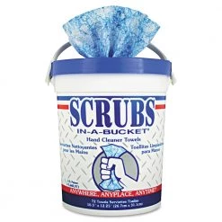 SCRUBS 42272 In-A-Bucket 10 In. X 12 In. Cloth Hand Cleaner Towels Blue/White (72/Bucket)