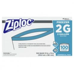 Ziploc 682254 13 In. X 15.5 In. 2.7 Mil, 2 Gal. Double Zipper Freezer Bags - Clear (100/Carton)