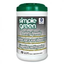 Simple Green 3810000613351 11.75 In. X 10 In. Safety Towels - White (6/Carton, 75 Wipes/Canister)