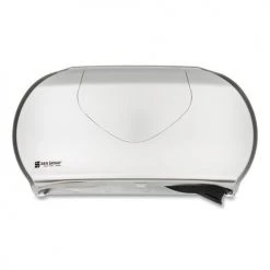 San Jamar R4070SS 19.25 In. X 6 In. X 12.25 In. Twin 9 In. Jumbo Bath Tissue Dispenser - Faux Stainless Steel
