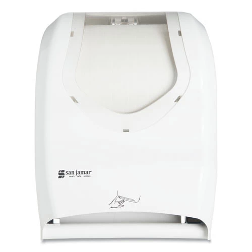 San Jamar T1470WHCL Smart System IQ Sensor 16.5 In. X 9.75 In. X 12 In. Cordless Towel Dispenser - White/Clear (Tool Only)