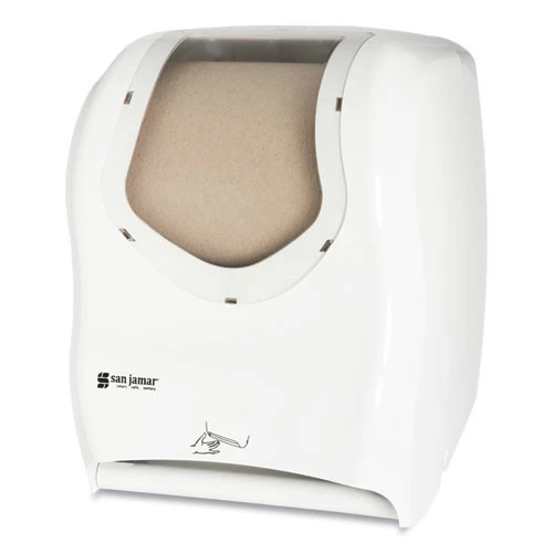San Jamar T1470WHCL Smart System IQ Sensor 16.5 In. X 9.75 In. X 12 In. Cordless Towel Dispenser - White/Clear (Tool Only) - Image 3