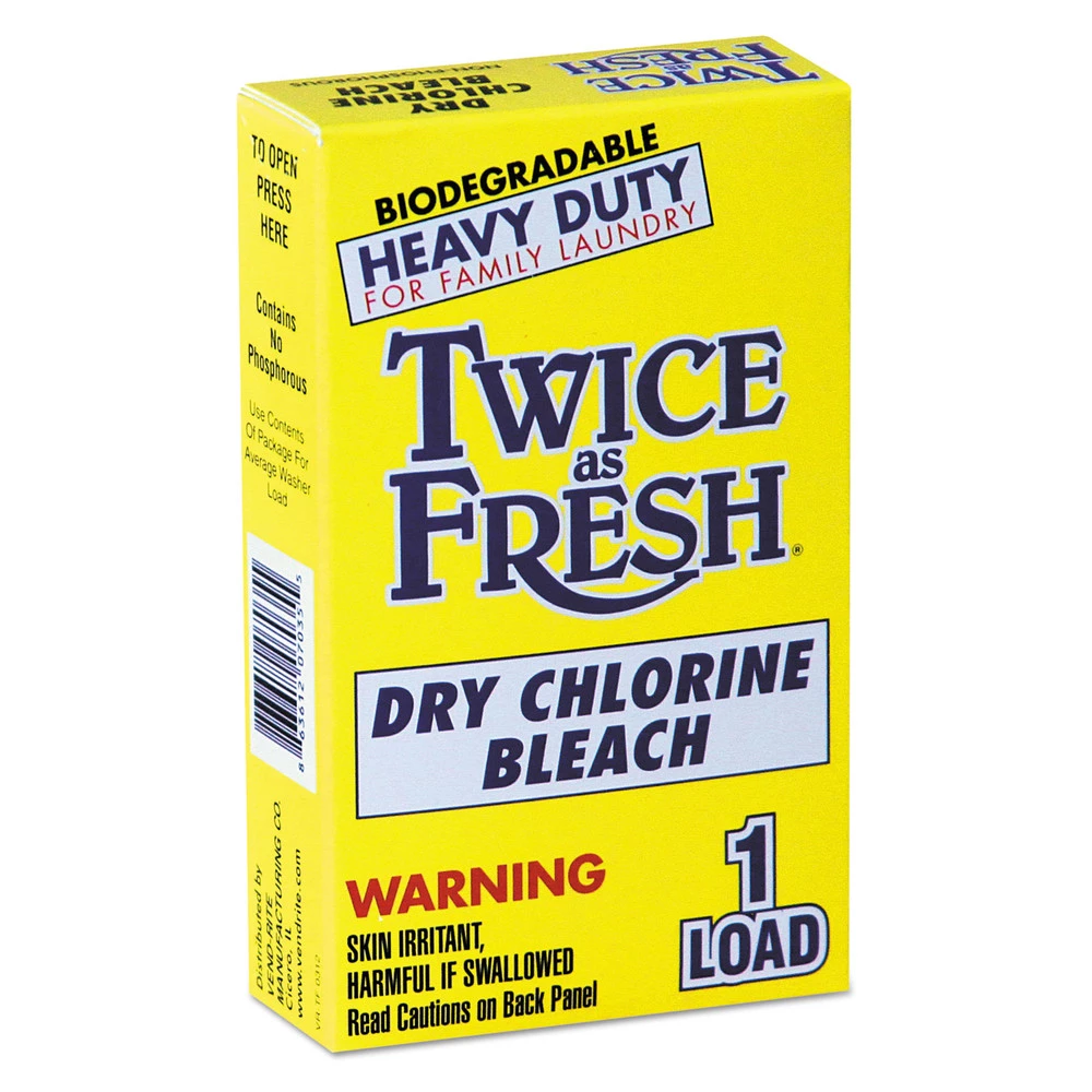 Twice As Fresh VEN 2979646 Heavy Duty 1 Load Coin-Vend Powdered Chlorine Bleach (100-Piece/Carton)