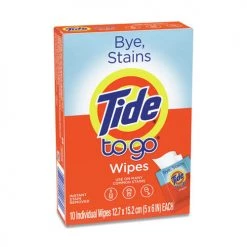 Tide 49089BX To Go 6 In. X 5 In. Instant Stain Remover Wipes - Scented (10-Piece/Box)