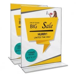 Universal UNV76864 2-Sided T-Style 8-1/2 In. X 11 In. Freestanding Frames - Clear (2-Piece/Pack)