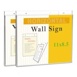 Universal UNV76883 11 In. X 8.5 In. Horizontal Wall Mount Sign Holders - Clear (2/Pack)
